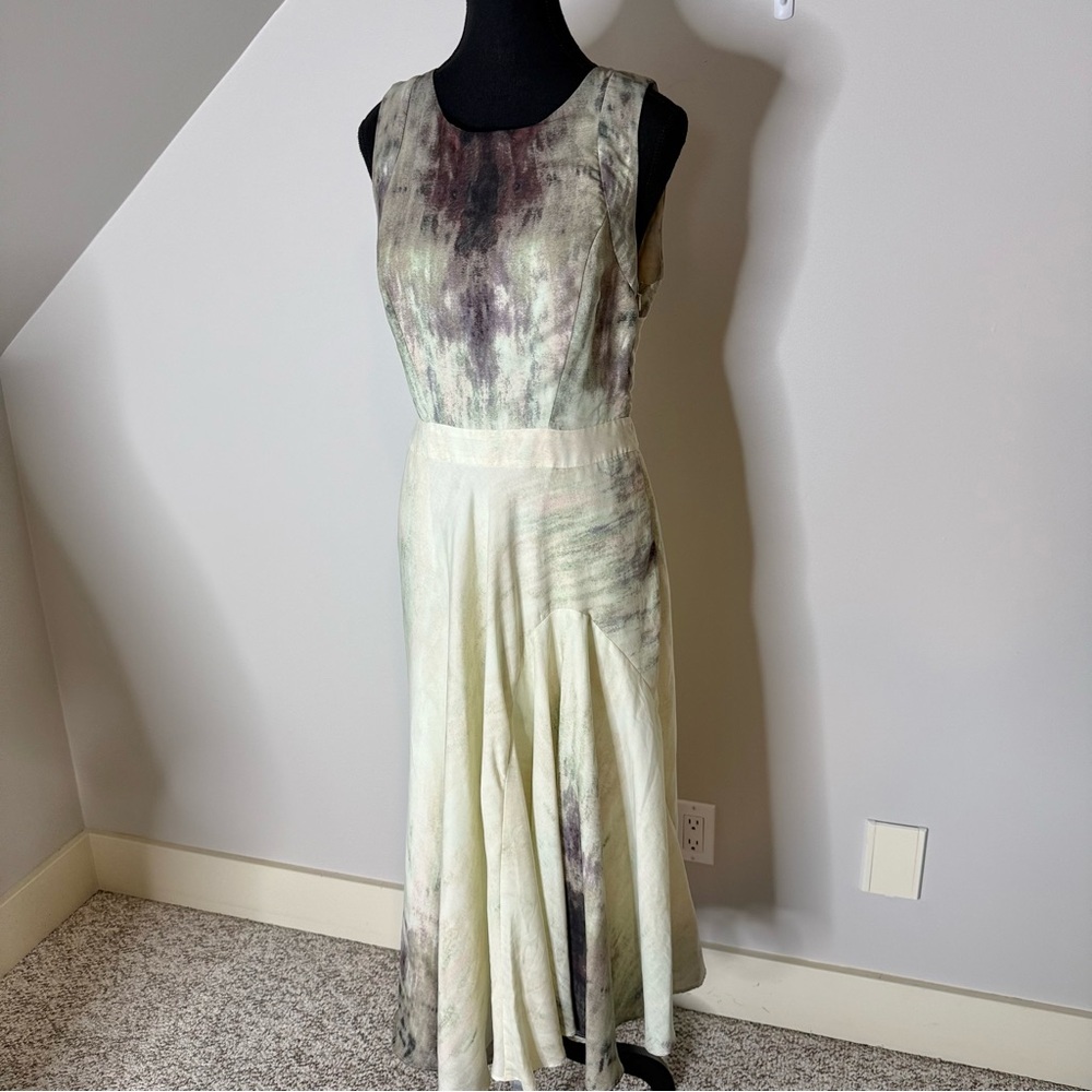 RACHEL ROY Sleeveless Asymmetrical Watercolour Dress Cut Out Zipper Size 10 - Picture 4 of 15